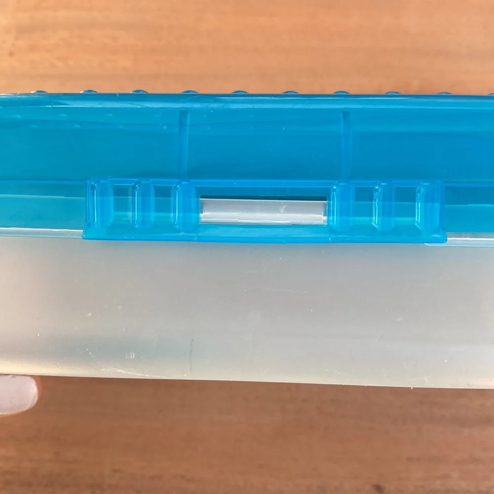 Vintage 90’s Blue Spacemaker Pencil Box Storage Container Organizer
